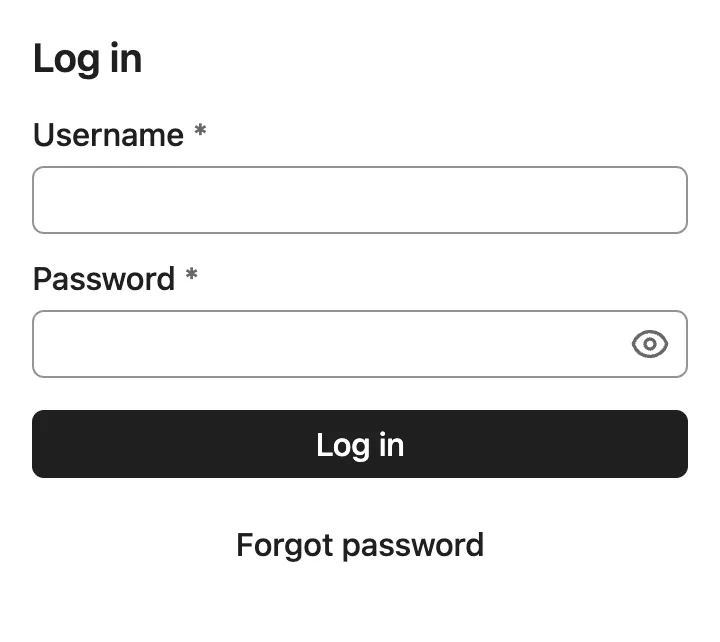 Login form using base styles